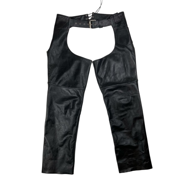 Steer Brand Women’s Blk Leather Motorcycle Biker Chaps Riding Pants - Picture 1 of 16